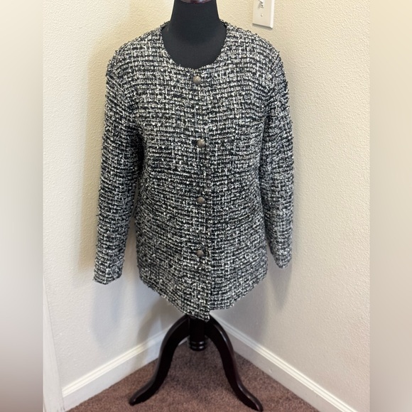Walter Baker Jackets & Blazers - Walter Baker Bryson Tweed Jacket Blazer Boucle Black White Long Line M NEW $248